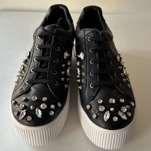 Karl Lagerfeld Black Crystal Embellished Sneakers